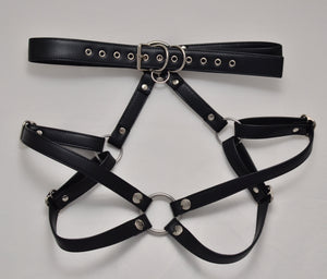 Vegan strap on harness, high waisted, bio based vegan leather