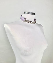 Load image into Gallery viewer, leather chocker with chain lilac