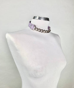 leather chocker with chain lilac