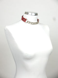 leather chocker with chain red product picture