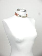 Load image into Gallery viewer, leather chocker with chain rosewood product pic